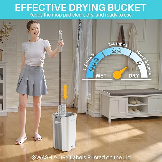 JOYMOOP 8L Large Capacity Flat Mop System with Extension Handle, Ideal for Floor, Window, and Wall Cleaning - Includes 3 Washable Microfiber Pads for Wet and Dry Use