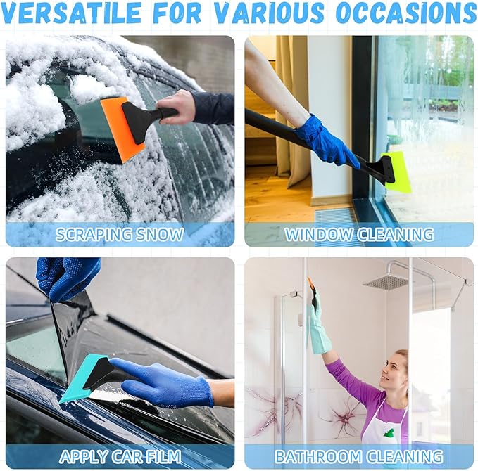 18 Pcs Small Squeegee 5 Inch Window Tint Silicone Squeegee Cleaning with Non Slip Handle Wiper Window Tinting Tools for Car Glass Mirror Shower Bathroom Auto (6 Colors)