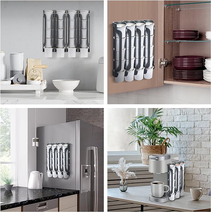 K Cup Holder for Keurig: Coffee Pod Holder for Counter Small Space - Kcup holders for Wall Mount (3, Rose Red)