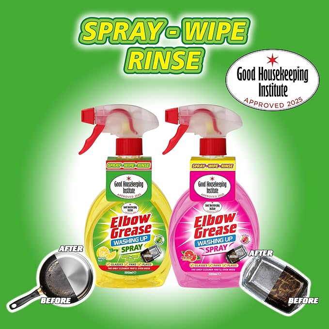 Elbow Grease Amazing Washing Up Spray Lemon Fresh, Spray, Wipe, Rinse, 500 ml