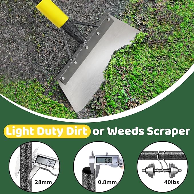 Garden Flat Shovel,74" Ice Scraper for Driveway Sidewalks, Floor Ice Snow Removal Tool for Outdoor Garden, Multifunctional Graden Shovel for Lawn Edging Weeding Chopping