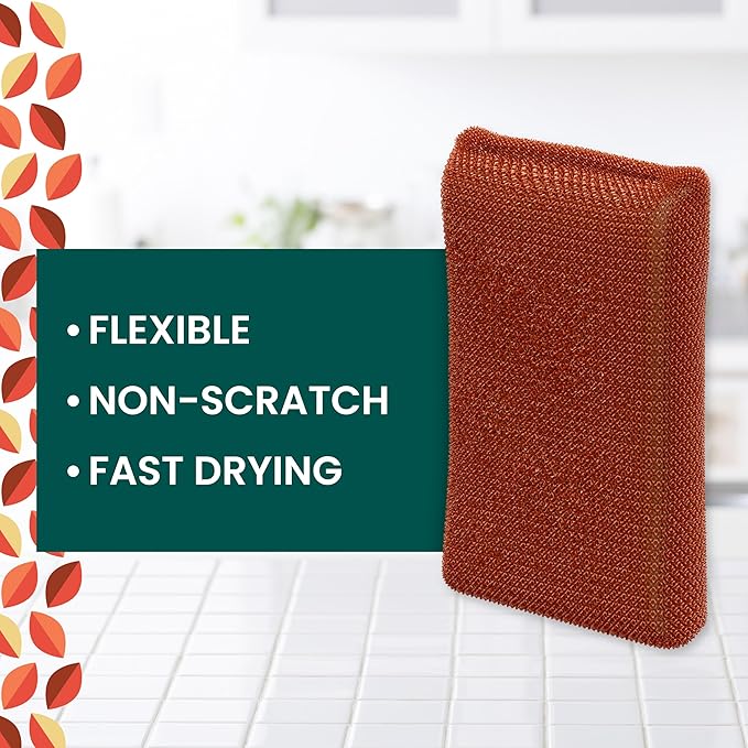 Scotch-Brite Brite Harvest Collection, 1 Extra Gentle Leafy Clean Kitchen Sponge, 3 Pop Up Dish Sponges That Expand with Water, and 4 Dobie Non-Scratch Sponges