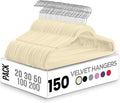 Utopia Home Velvet Hangers 150 Pack – Luxury Non-Slip Slim Pant & Coat Hangers, Strong Space-Saving Clothes Hangers with Pants Bar and 360° Swivel Hook – Ivory