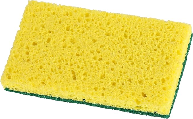 Scrubee Heavy Duty Scrub Sponge with Scouring Pad, Kitchen Dishwashing, Sink, Pot and Frying Pan Cellulose Scrubber Sponge Non Scratch. By Superio… (4.5" Sponge)