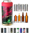 Frost Buddy Universal Can Cooler - Fits all - Stainless Steel Can Cooler for 12 oz & 16 oz Regular or Slim Cans & Bottles - Stainless Steel (Merry Marbleous)
