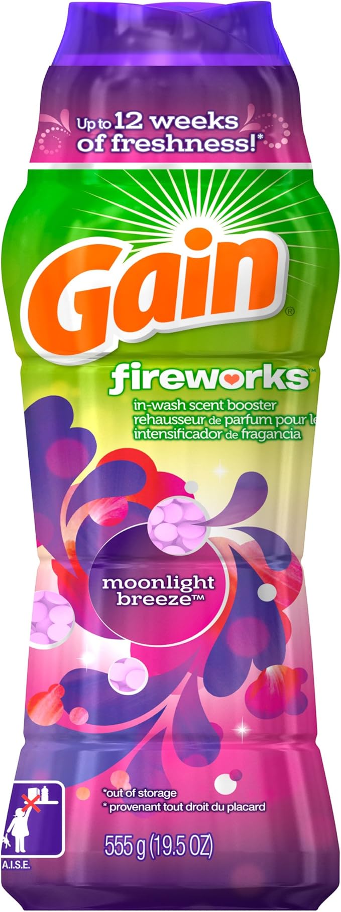 Gain Fireworks Laundry Scent Booster Beads, Moonlight Breeze Scent, 555 g