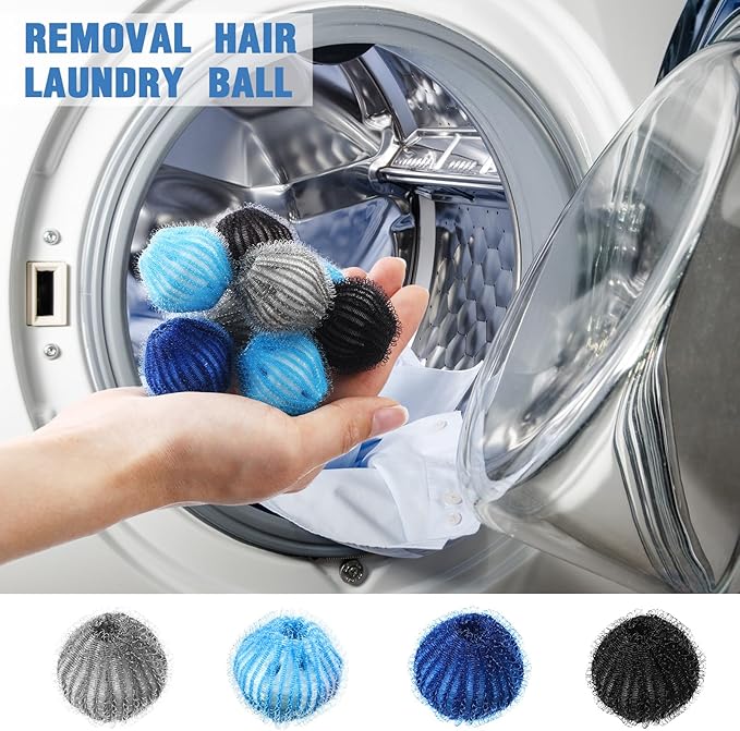 Blulu 12 Pieces Pet Hair Remover for Laundry Dryer Balls Reusable Washing Machine Hair Catcher Pet Dog Cat Catcher Lint Remover (Gray Blue Color)