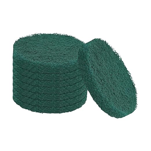 uxcell 8Pcs Scrubber Scouring Pad, 4 Inch 240 Grits Drill Power Brush Hoop and Loop Scrub Pads Discs Polishing Pad for Household Furniture Automotive Cleaning, Green