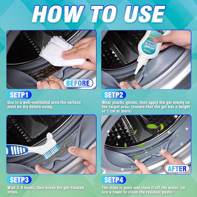 11 Fl oz All-Purpose Gel for Home Use on Washing Machine Gasket, Bathroom Grout, Sink, Shower, Caulk, and Front Loader Seal