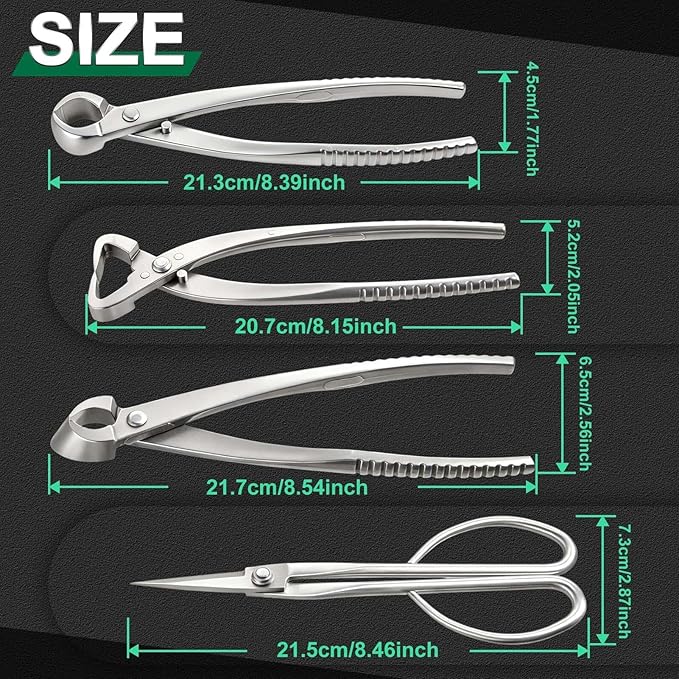 SPEEDWOX 4 Pcs Bonsai Tool Set Heavy Duty Bonsai Tree Kit bonsai pot Concave Cutter,Knob Cutter,Trunk Splitter,Bonsai Scissors Steel Ashinaga Scissors with a storage pouch for live horsetail plants