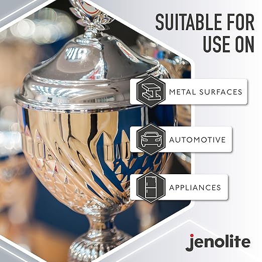Jenolite Liquid Metal Polish 500 ml / 16.9 fl oz. Multi‑Purpose for Silver, Brass & Copper Cleaner for Chrome, Stainless Steel & Pewter. Industrial Strength, Made in Britain.