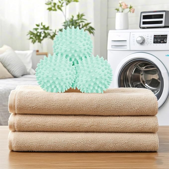 6 Pack Laundry Balls for Dryer, Dryer Balls Laundry Reusable, Dryer Ball Plastic Pellet Packs for Fabric Soften, Reduce Wrinkle and Less Static Cling-Green