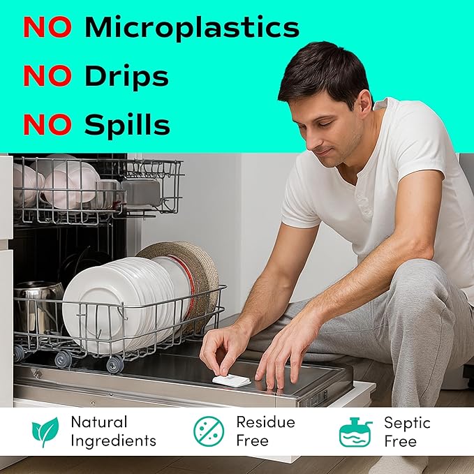 Zero Trace Dishwasher Detergent Eco-Friendly Sheets for Dish Washing - Plant Powered Technology - Lemon Scent - 60 Loads