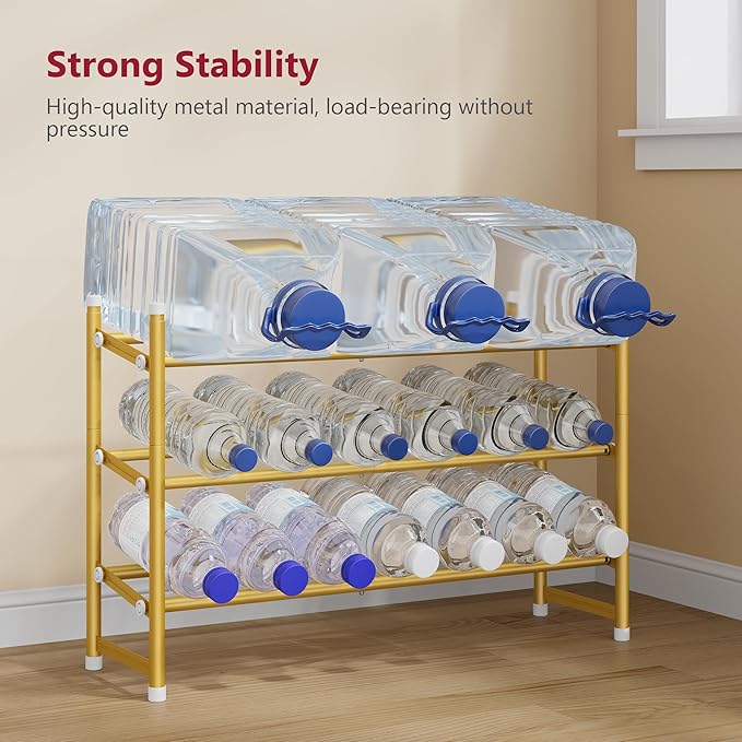 Tajsoon Expandable Shoe Rack for Closet 3 Tier, 28“-41“Adjustable & Stackable Shoe Shelf Storage, Metal Shoe Rack Organizer for Front Door Entrance, Closet, Garage, Entryway, Gold