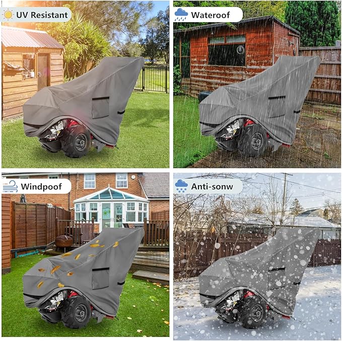 Okcool Gas Rototiller Cover,Waterproof Heavy Duty 600D Rear Tine Tiller Cover, Universal Tiller Cover with Air Vent (Grey)
