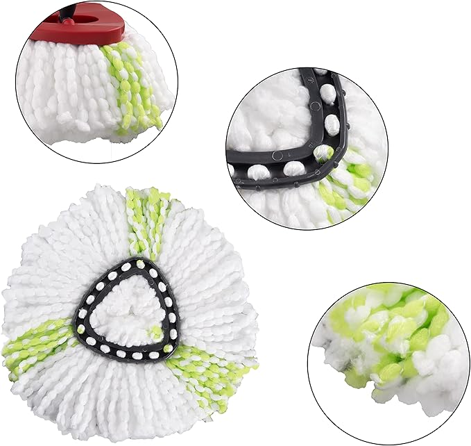 Matthew Cleaning 6Pack Green Microfiber Spin Mop Replacement Head Compatible with EasyWring Spin Mop Replace Head-EasyWring High Absorbency,Machine Washable,Microfiber Spin Mop Refills