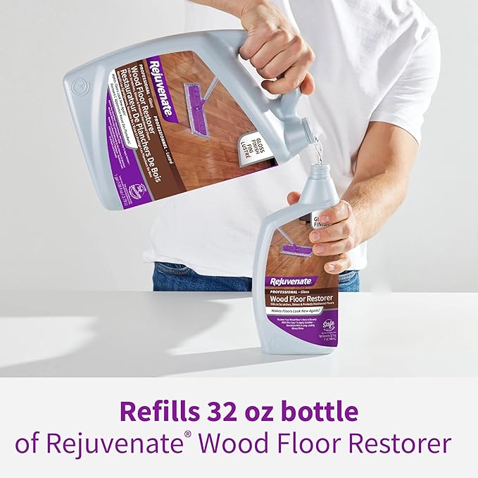 Rejuvenate Professional Wood Floor Restorer Fills Scratches, Shines And Protects Wood Flooring For A High Gloss Shine, 1 Gallon, 2 Pack