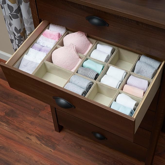 Household Essentials Brown 722-1 Deep 3 Section Drawer Organizer Box for Storage | 12 in x 6.13 in x 3.13