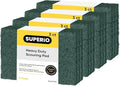 Scouring Pad Non-Scratching Scrubber Non-Scratch Cleaning Scrub Pads Heavy Duty Scouring Pad Reusable Kitchen Scrubbing Pad Pack of 12 Green, by Superio