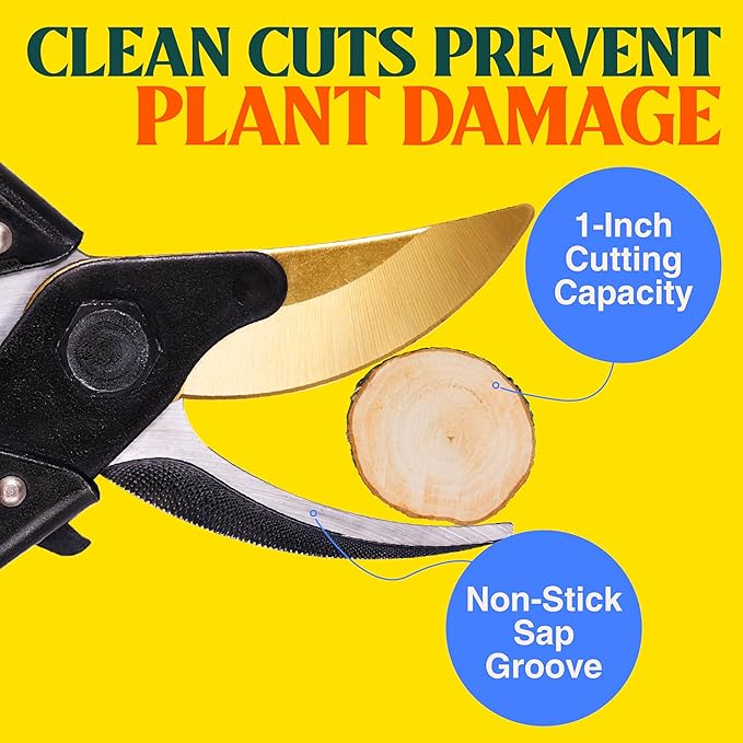 Haus & Garten ForgedPRO 8.75" Heavy Duty Professional Titanium Bypass Pruning Shears - Use As Pruners, Garden Shears, Handheld Pruning Shears For Gardening, Clippers, Garden Scissors, Pruner Tool