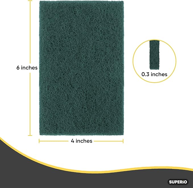 Scouring Pad Non-Scratching Scrubber Non-Scratch Cleaning Scrub Pads Heavy Duty Scouring Pad Reusable Kitchen Scrubbing Pad Pack of 6 Green, by Superio