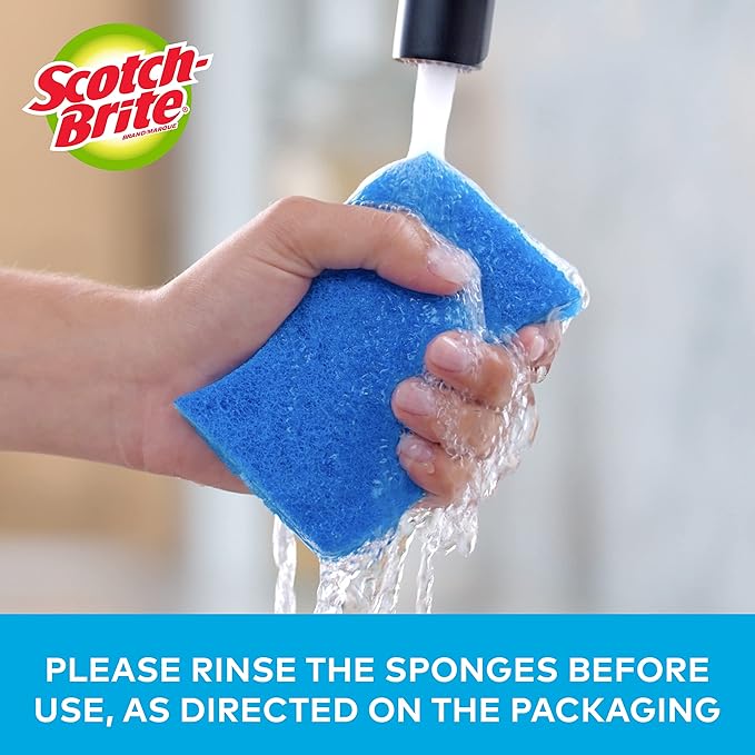 Scotch-Brite No Scratch Scrub Sponges, Blue, 4-1/2 x 2-1/2 x 7/10 in (Pack of 2)
