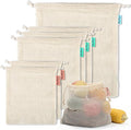 KerKoor Reusable Cotton Mesh Produce Bags - Produce Storage, Vegetable & Fruit Bags (6 Pack)
