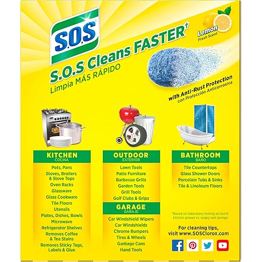 S.O.S Steel Wool Soap Pads, Lemon Fresh, 10 Count