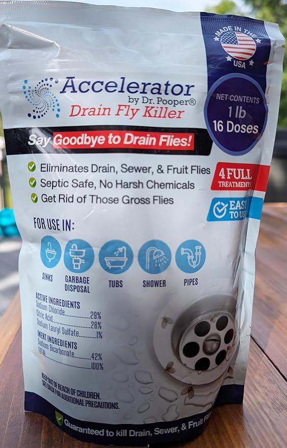 Drain Fly Killer Powder – Eliminates Drain Flies & Sewer Flies in Drains, Sinks, Showers – Fast-Acting Treatment - Septic Safe & Made in USA
