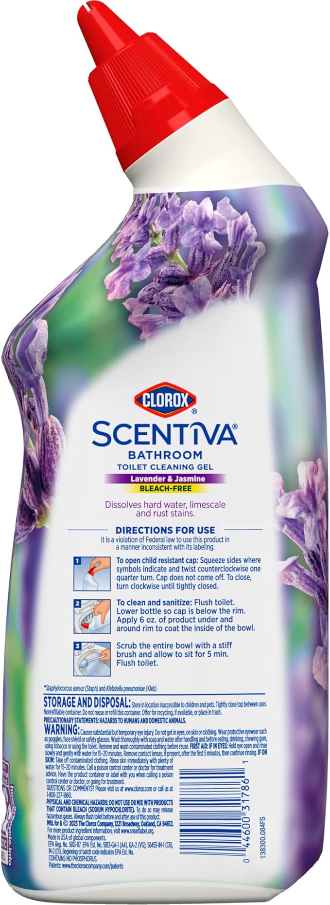 Clorox Scentiva Bathroom Toilet Cleaning Gel, Lavender and Jasmine, 24 Fluid Ounces (Pack of 2)