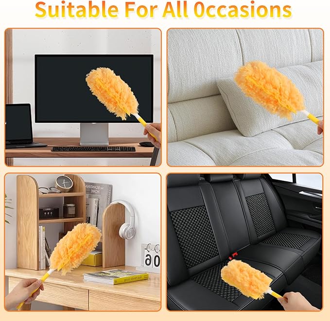 360° Heavy Duty Duster Refills for Swiffer Dusters, Multi-Surface Larger Size Duster with 4X Microfibers, Disposable Duster Refills Kit for Cleaning, Unscented, 18 Pack & 1 Handle
