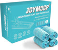 JOYMOOP Microfiber Mop Pads Replacement for JOYMOOP Flat Mop Bucket Set, Pack of 4 Refills 13-inch - Grey & Cyan Blue