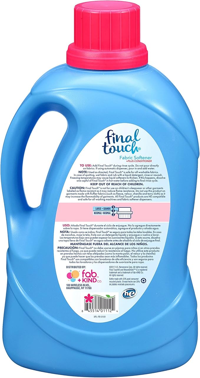 Spring Fresh Liquid Fabric Softener with WeaveShield Fabric Care Technology by Final Touch | Softens & Freshens Laundry | Works in All Standard & HE Washing Machines | 134 oz