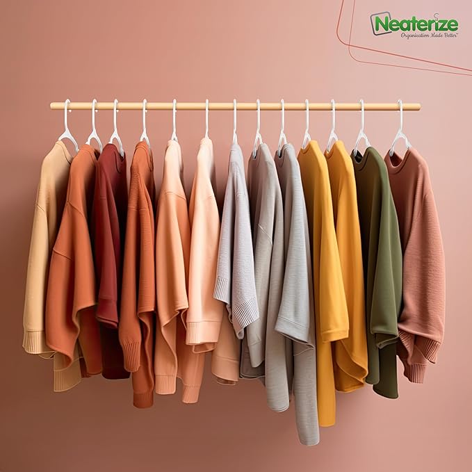 NEATERIZE Clothes Hangers Plastic 20 Pack for Adults - Plastic Hangers, The Perfect Coat Hanger and Space Saving Clothes Hangers for Closet, Percheros Ganchos para Colgar Ropa Hangars - White Hangers