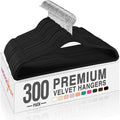 HOUSE DAY Black Velvet Hangers 300 Pack, Premium Clothes Hangers Non-Slip Felt Hangers, Sturdy Black Hangers Heavy Duty Coat Hangers, Durable Suit Hangers, Space Saving No Hanger Mark Rotating Hook