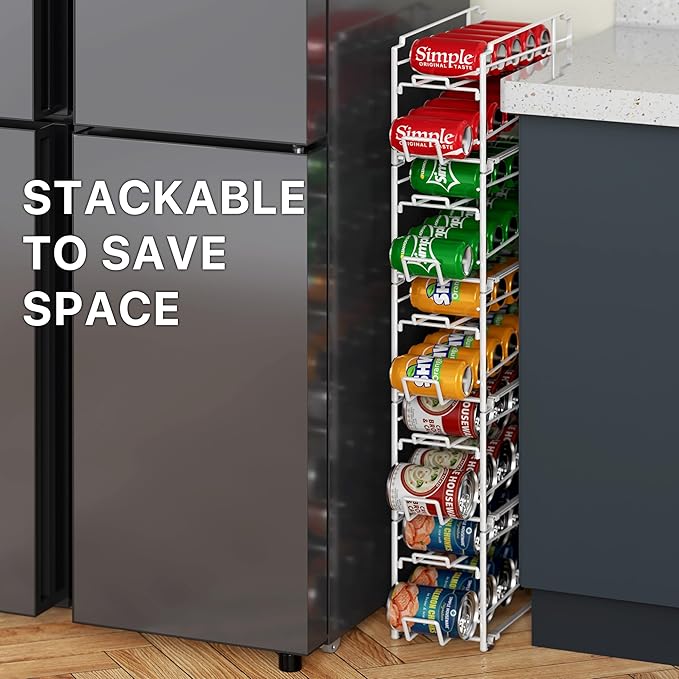 Simple Houseware Stackable Beverage Soda Can Dispenser Organizer Rack, White - 2 Pack