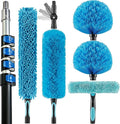 25 Foot High Ceiling Fan Duster with 6-18ft Extension Pole, Extendable Reusable Cobweb, Feather, Window Cleaning Squeegee Kit