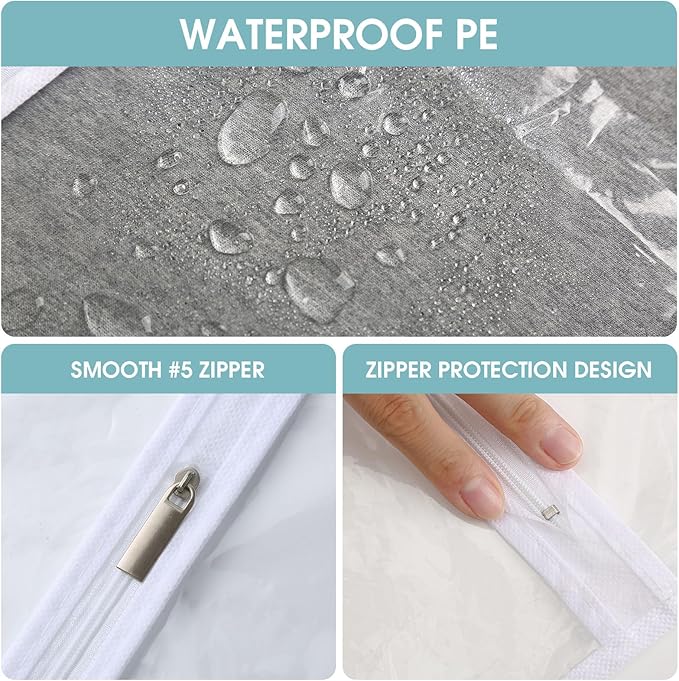 Garment Bags for Hanging Clothes, 6 PCs All Clear Garment Bag, Plastic Dustproof Suit Bag, Coat Protector Zippered Garment Covers for Closet Storage and Travel - 24'' x 40''/6 Pack