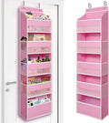 TYMENSH Over Door Organizer with 5 Large Pockets, Heavy Duty Hanging Organizer Storage, Closet Bathroom Nursery Bedroom Dorm, Toys Cosmetics Sundries and Baby Essentials, Pink