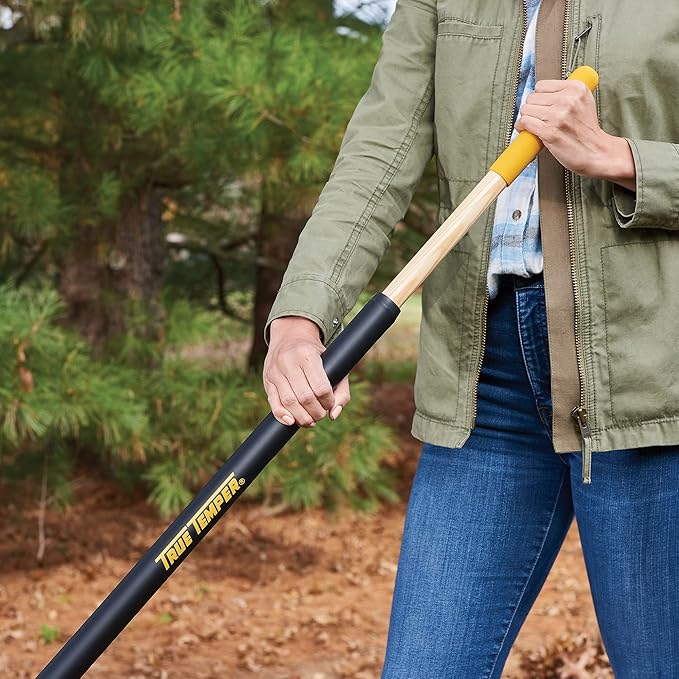 True Temper 20212010 Clog Free Leaf Rake with Hardwood/Steel Handle, 24 in. for Leaves, Grass, Clippings, Twigs, Pine Needles, Acorns, Debris, Black