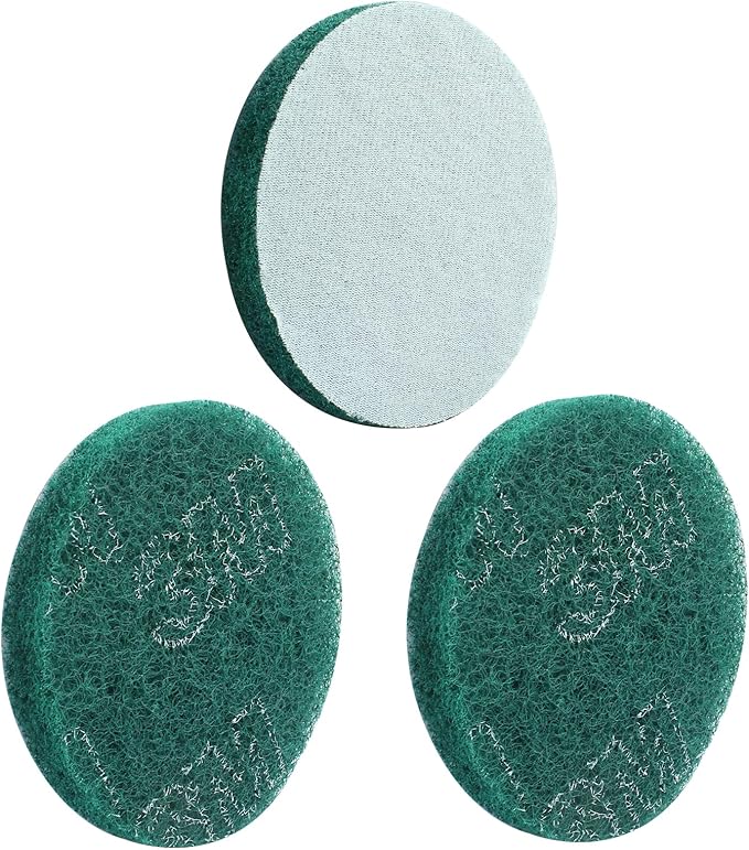 Hordion 8Pcs Scrub Pads Round Scrubber Scouring Pads Abrasive Scuffing Tool for Home Kitchen House Cleaning, Green