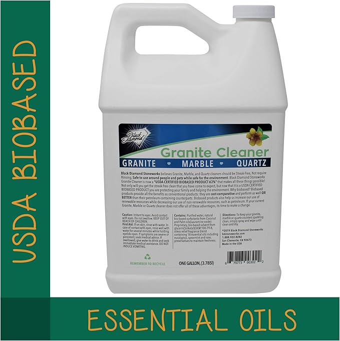 Black Diamond Stoneworks Granite Counter Cleaner: USDA Certified BIOBASED- Safe for Granite and other stone countertops. Safe for food contact formula to keep your countertops looking fresh and clean!