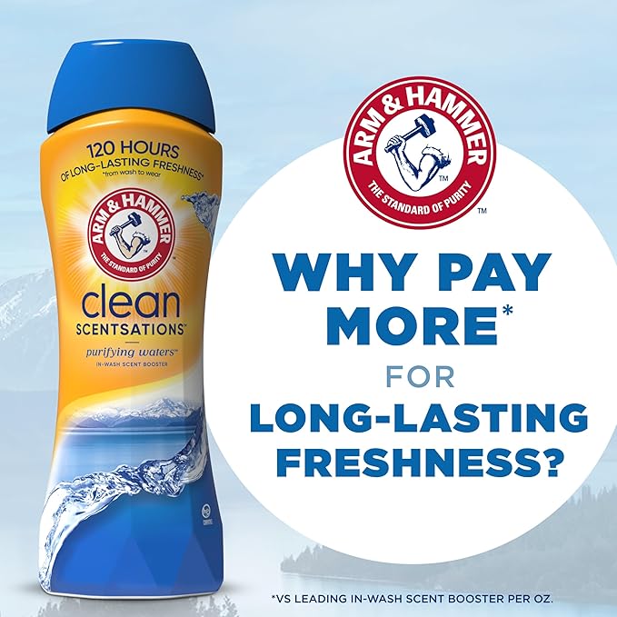 ARM & HAMMER Clean Scentsations In-Wash Scent Booster, Laundry Scent Booster Purifying Waters scent, 45 Oz