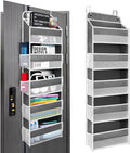 Ease of Assembly Over The Door Organizer, 5 Shelves & 8 Side Pockets,Hanging Behind Door Storage, Heavy-Duty Reinforced Mesh Rack Holds 44lb for Bathroom,Pantry, Nursery,Closet, Shoes, Towels