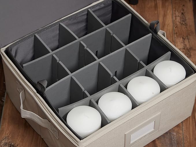 Covermates Keepsakes - Adjustable Zip-Top Storage Box - Configurable FlexGrid Compartments - Heavy Duty Polyester- Reinforced Handles - Stackable Design - Indoor Storage, Beige Heather