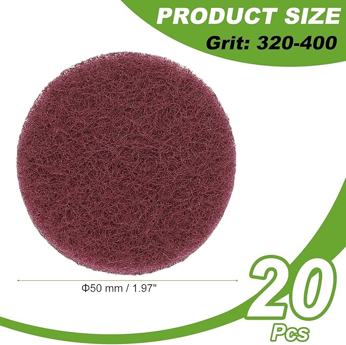 Power Scrub Pads, Scrubbing Pads 320 Grits Scouring Discs - Fitting for (Home Kitchen Cleaning - Drill Attachment - Scrubber Replacement) 20 Pcs & 2 Inch & Red