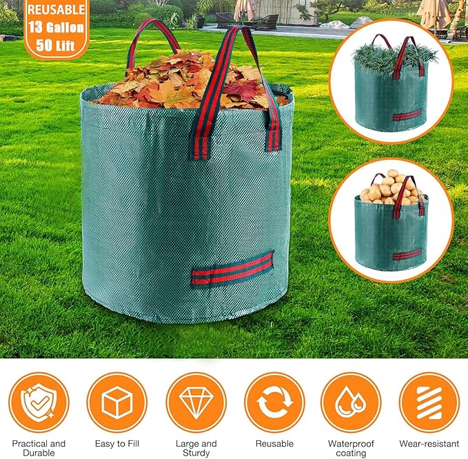 2-in-1 Thatch Rake with Dual Different Tines - Dethatcher Rake for Lawns, Versatile Lawn Rake for Thatch Removal and Soil Care, Heavy Duty Garden Rake Includes Reusable Waste Bag & Gloves