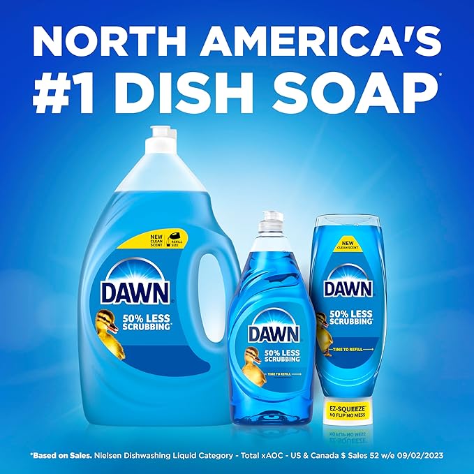 Dawn Ultra EZ-Squeeze Dish Soap Liquid, Dishwashing Liquid, Grease Removal, Upside Down Bottle, Original, 22 Fl Oz Bundle,(Pack of 12)