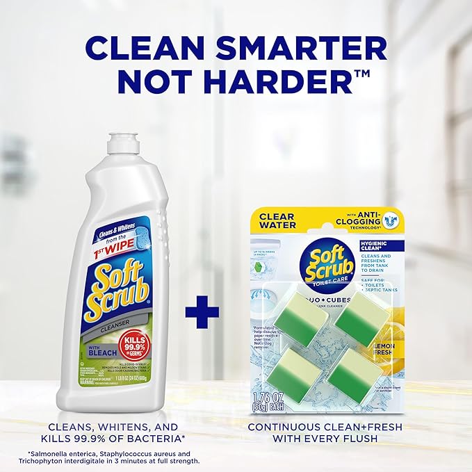 Soft Scrub In-Tank Toilet Cleaner Clear Water DuoCubes, 4ct, Lemon Fresh
