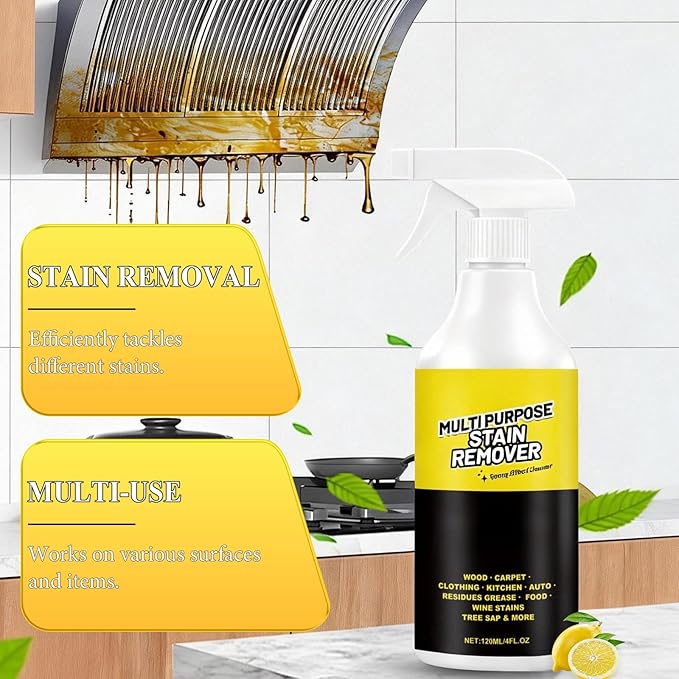 2PCS Multi-Purpose Stain Remover, All Purpose & Stain Remover For Kitchen, Bathroom, Car. Its Effectively Removes Hard Water Stains, Rust, Yellowing, And Stubborn Residues.